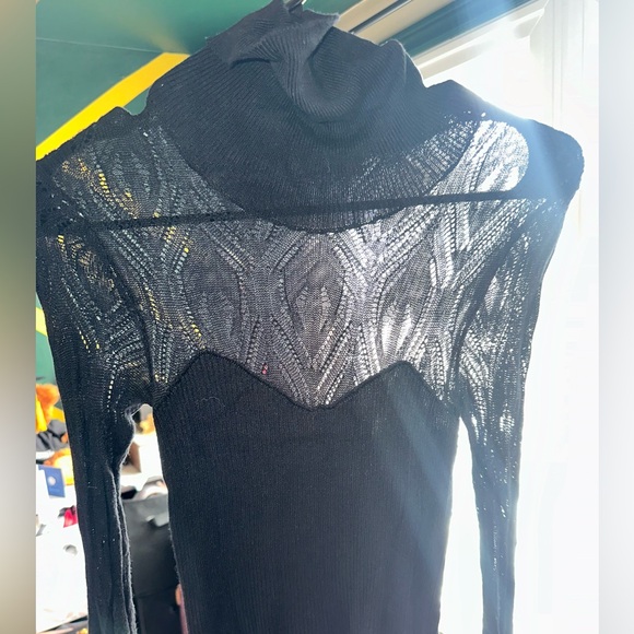 Free people black turtle neck lace bodysuit XS - Picture 3 of 5